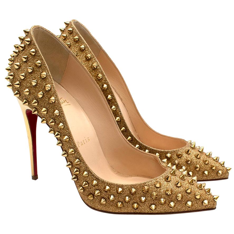 Louboutin gold studded heels sale