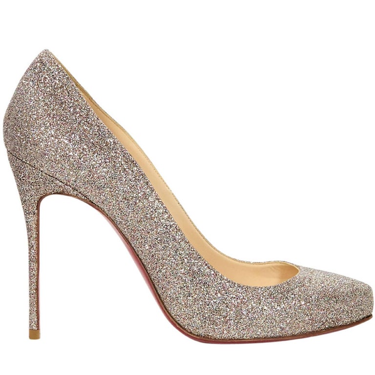Christian Louboutin Gold Glitter Pumps For Sale at 1stDibs