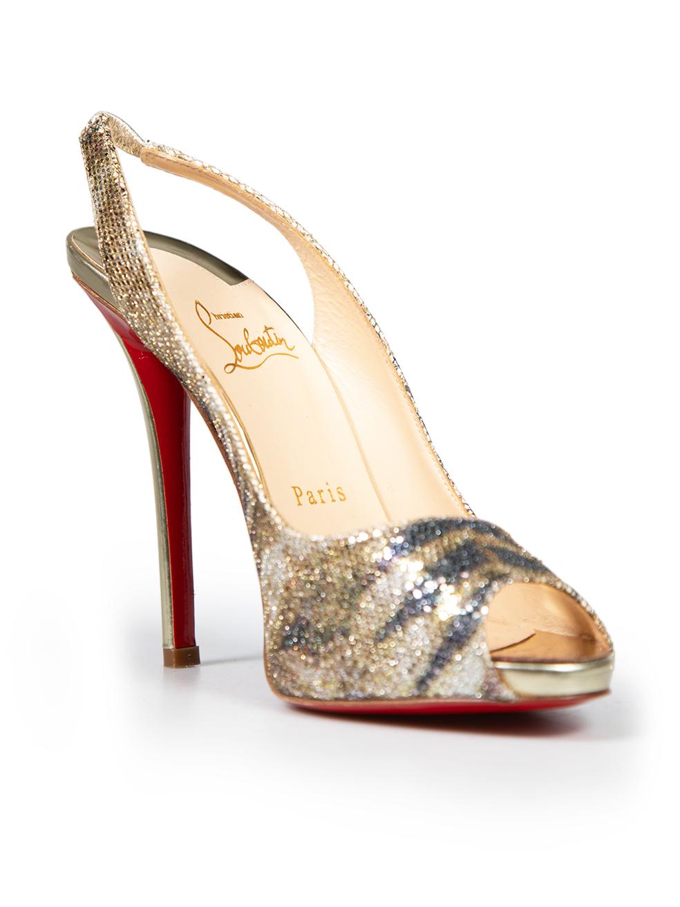 CONDITION is Very good. Minimal wear to the heels is evident. Minimal wear to the internal side lining is seen with creasing of the leather and the heels are seen with abrasion marks on this used Christian Louboutin designer resale item. This item