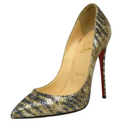 Christian Louboutin - Décolletés Zebra Glitterate Oro  Taglia US 6
