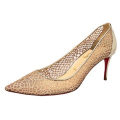 Christian Louboutin Gold Lace And Mesh Pumps Size 41