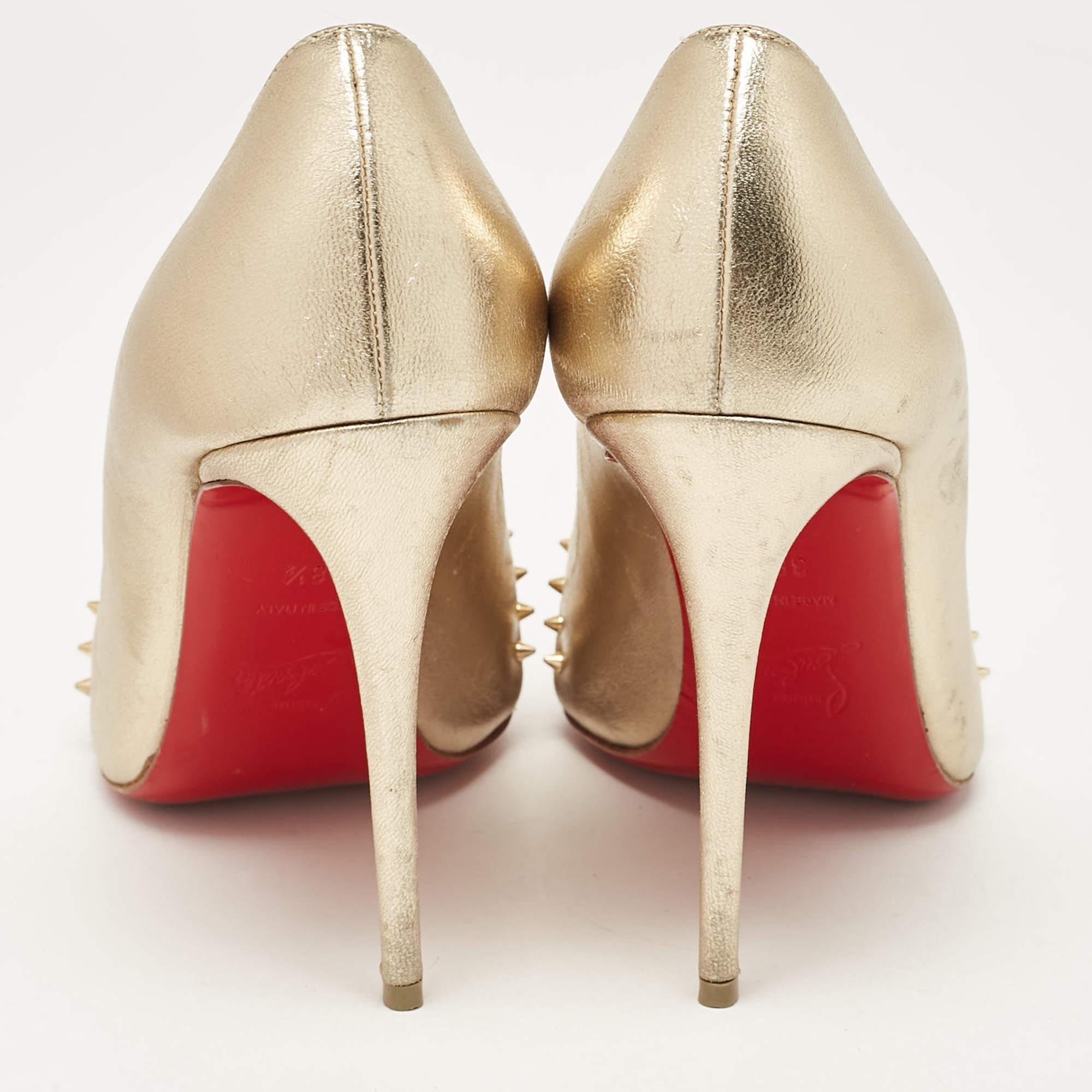 Donna Christian Louboutin Pumps Cagouletta Spike in pelle oro misura 38,5 in vendita
