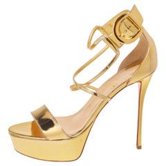 Christian Louboutin Gold Leather Choca Specchio Sandals Size 39