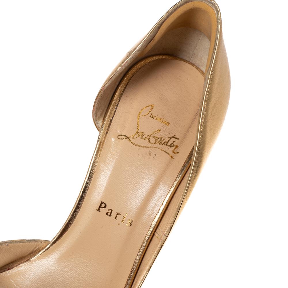 Christian Louboutin Gold Leather Iriza D'orsay Pumps Size 39 3