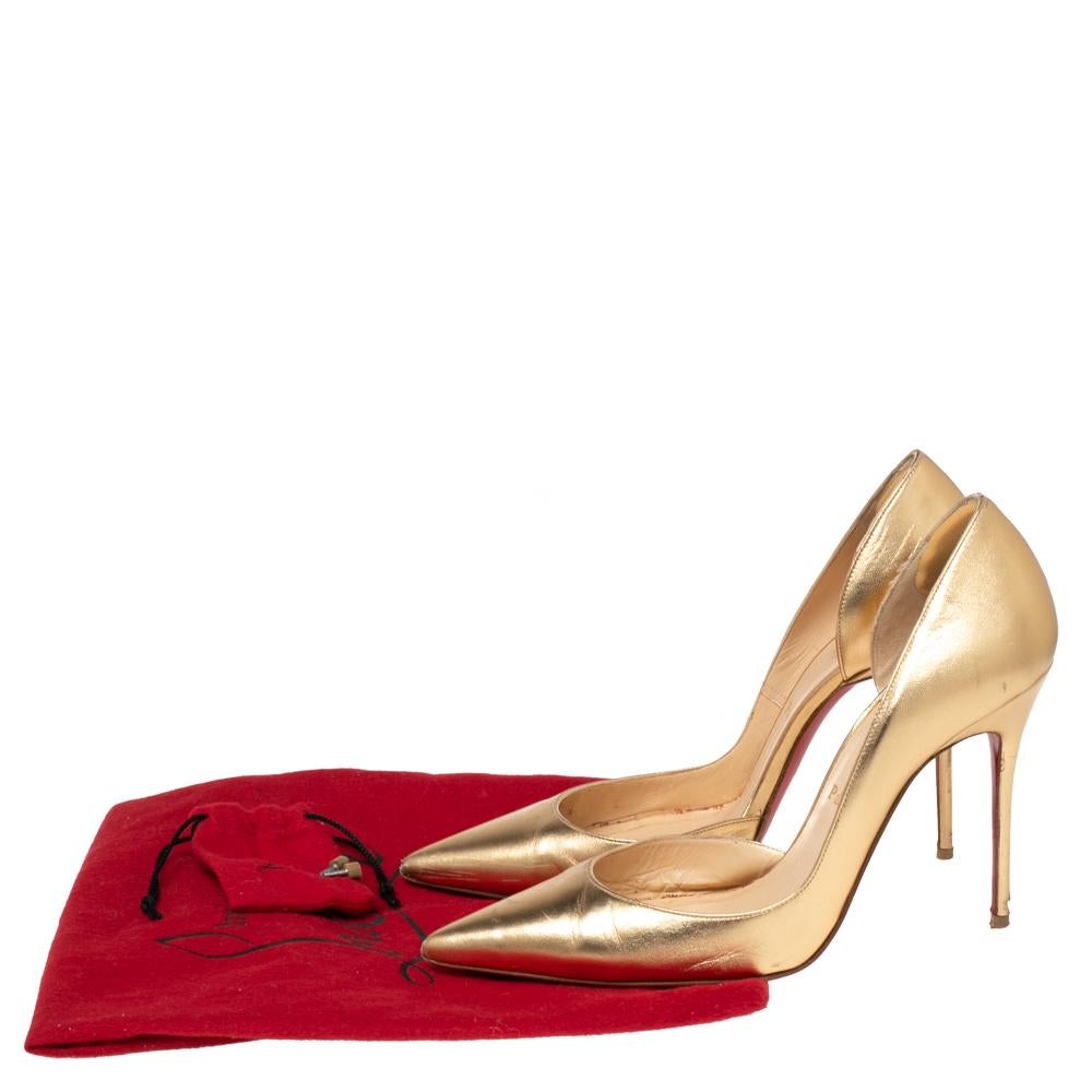 Christian Louboutin Gold Leather Iriza D'orsay Pumps Size 39 4