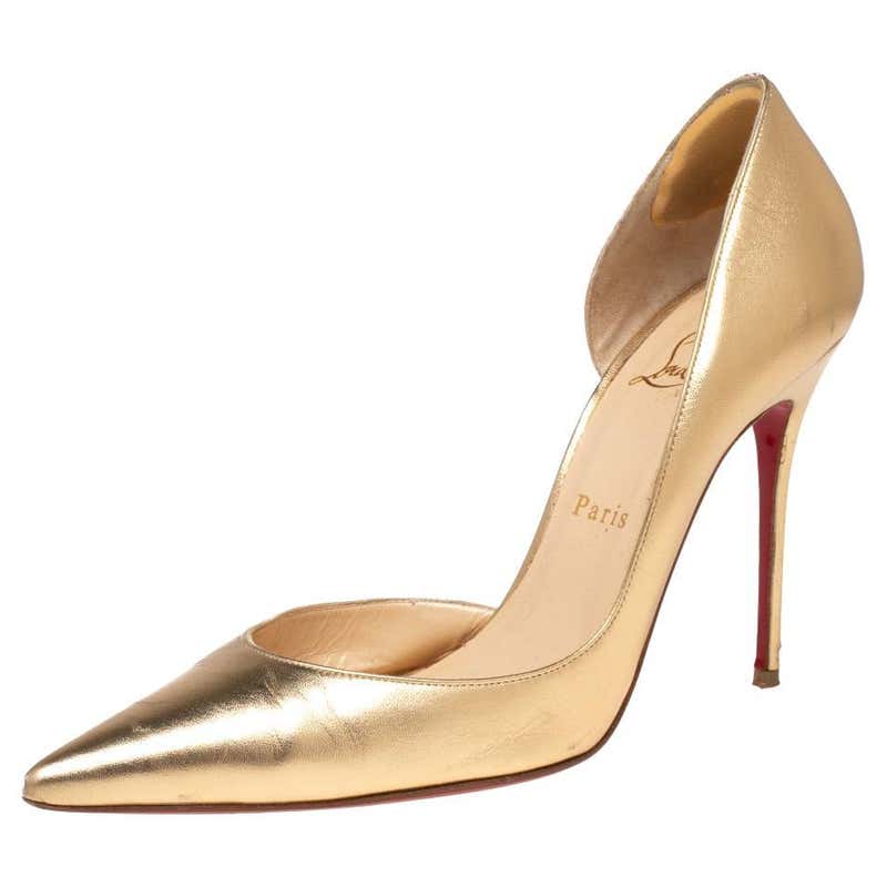 Christian Louboutin Gold Leather Iriza D'orsay Pumps Size 39 For Sale ...