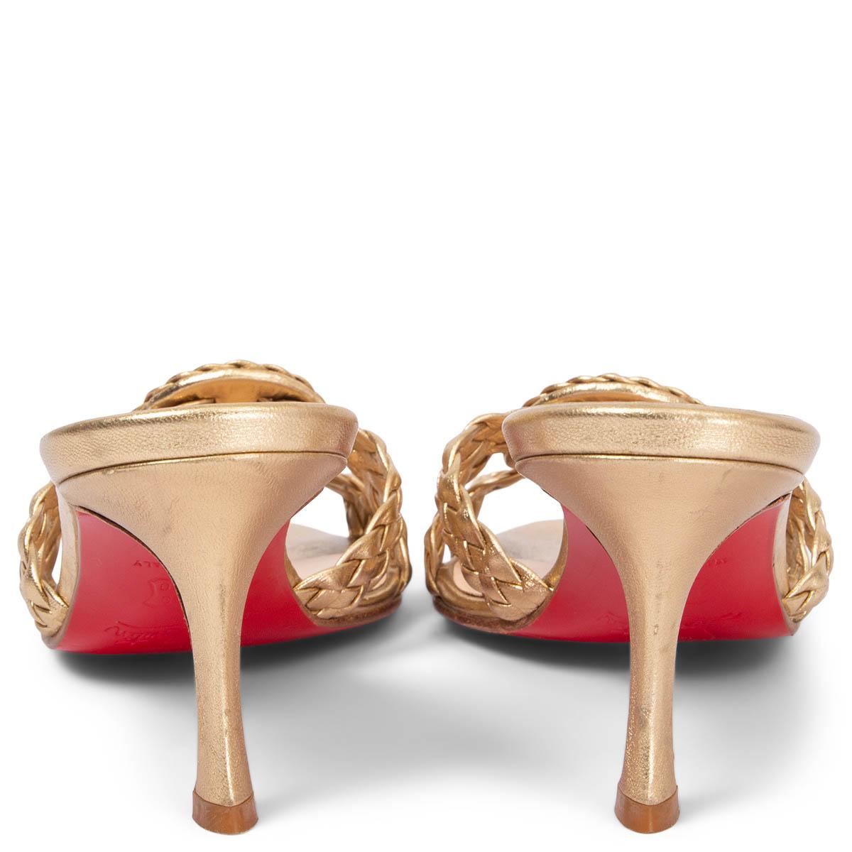 Women's CHRISTIAN LOUBOUTIN gold leather MARILLA BRAIDED Sandals Shoes 36