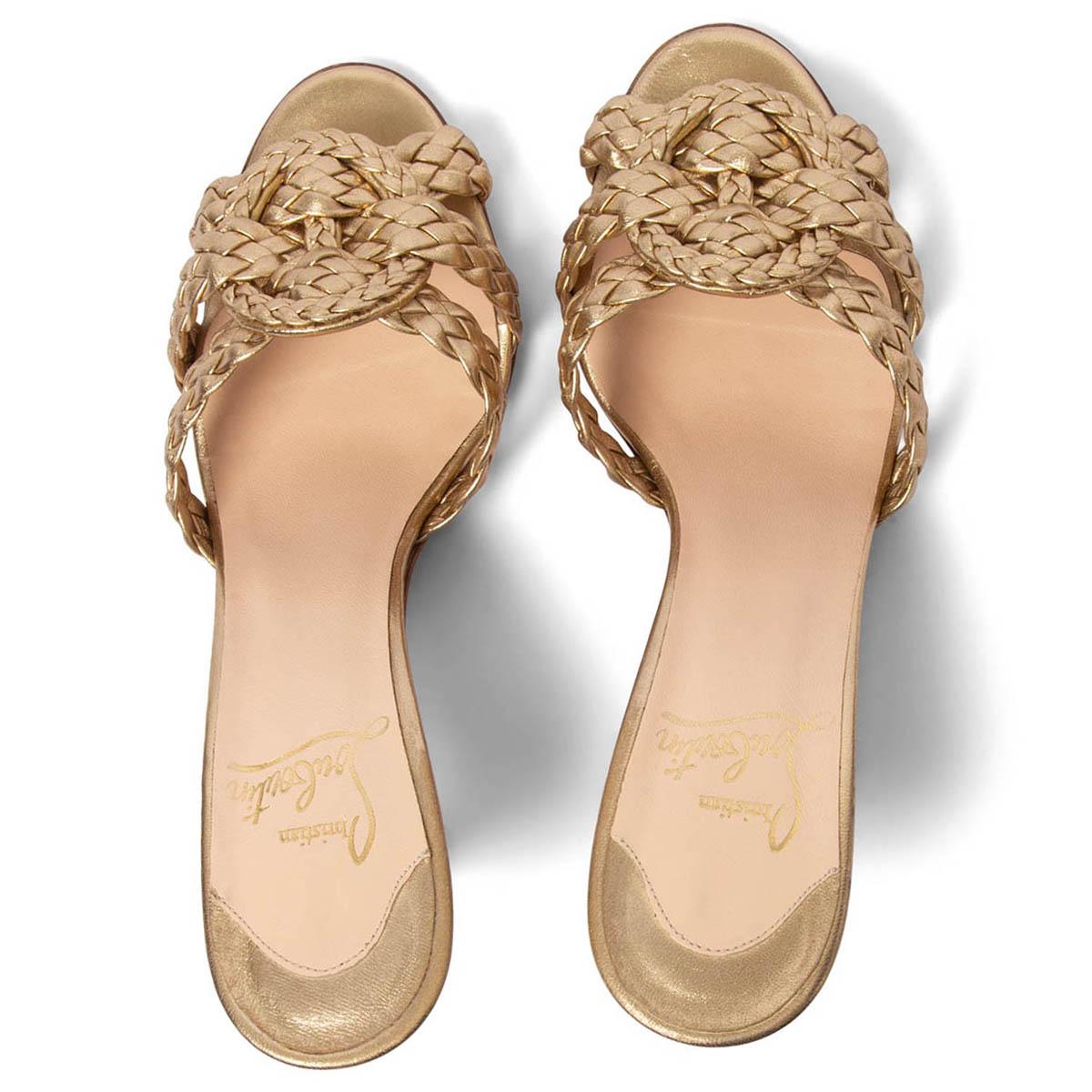 CHRISTIAN LOUBOUTIN gold leather MARILLA BRAIDED Sandals Shoes 36 1