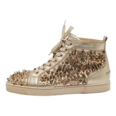 Christian Louboutin Gold Leather Pik Pik Louis High Top Sneakers Size 43