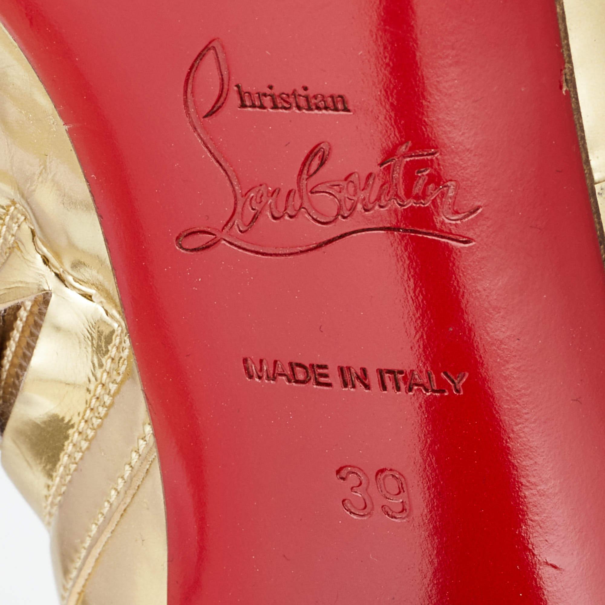 Christian Louboutin Gold Leather Robot Booties Size 39 For Sale 3