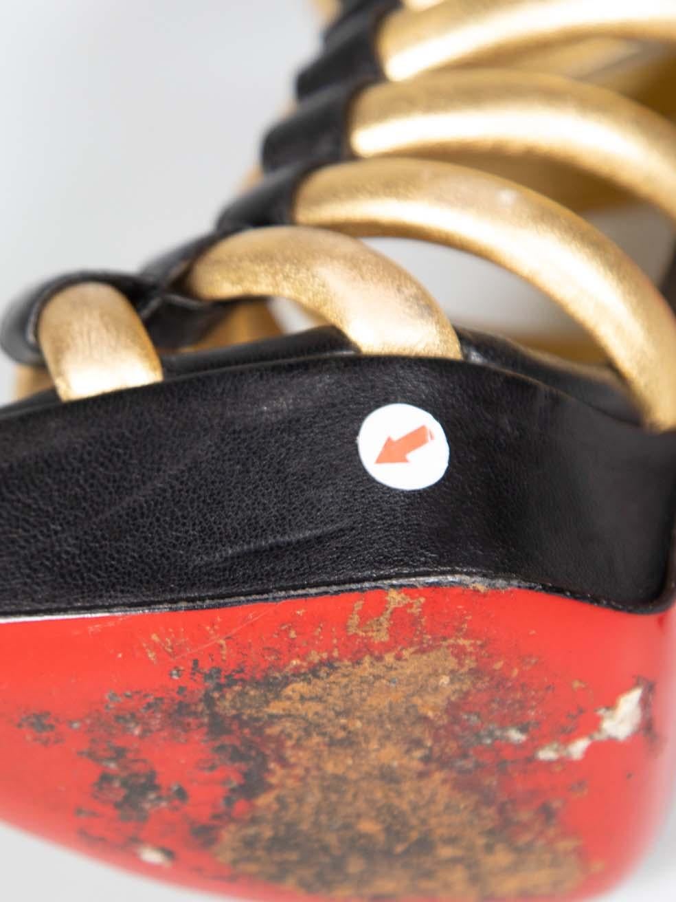 Christian Louboutin Gold Leather Romaine Heels Size IT 35.5 4