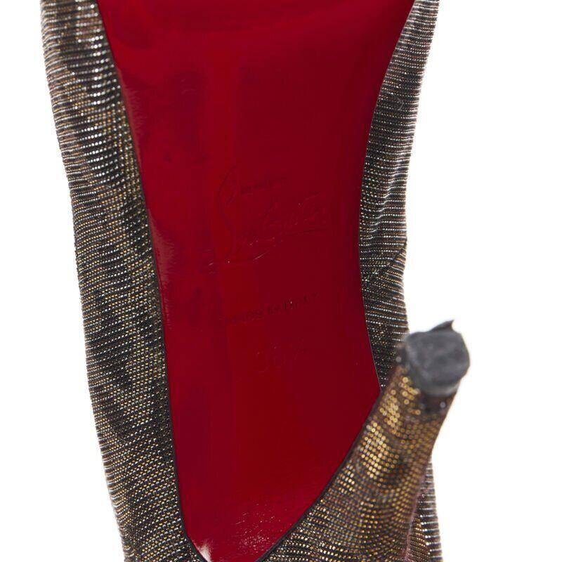 CHRISTIAN LOUBOUTIN - Chaussures à bout ouvert en lurex doré métallisé imprimé léopard EU36,5 en vente 7