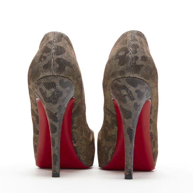 CHRISTIAN LOUBOUTIN - Chaussures à bout ouvert en lurex doré métallisé imprimé léopard EU36,5 Pour femmes en vente