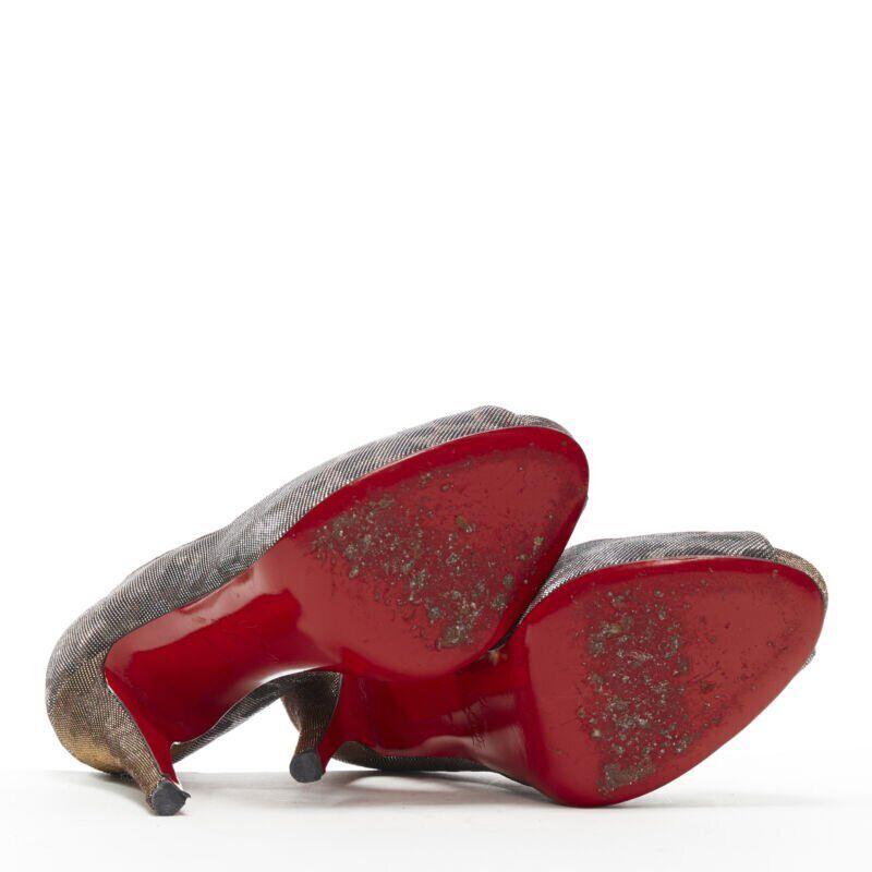 CHRISTIAN LOUBOUTIN - Chaussures à bout ouvert en lurex doré métallisé imprimé léopard EU36,5 en vente 1