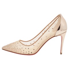 Christian Louboutin Gold Mesh und Leder Follies Pumps aus Leder Größe 38