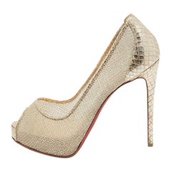 Christian Louboutin Gold Mesh New Very Prive Pumps Size 35.5