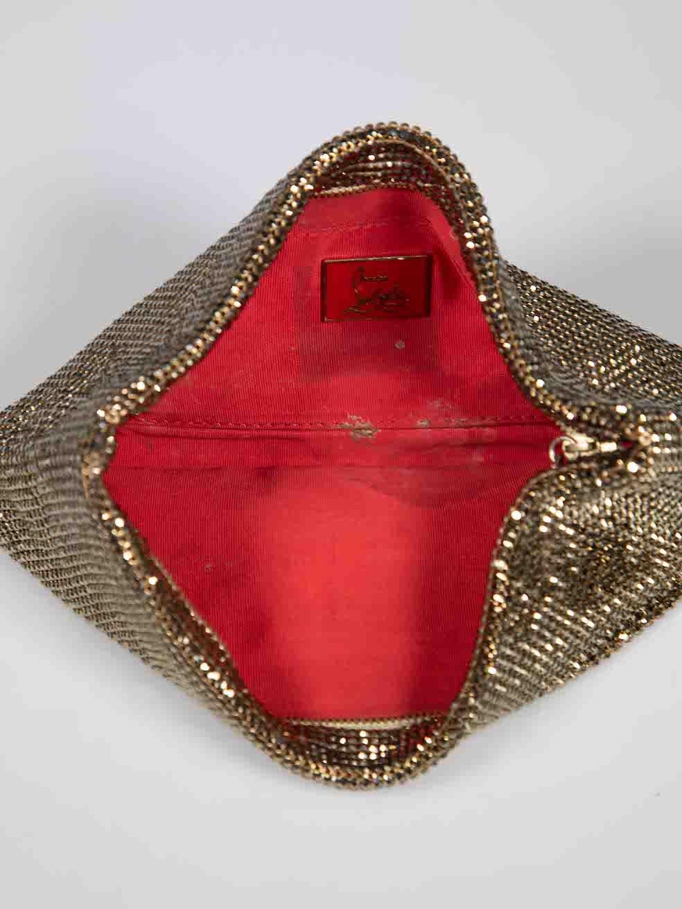 Christian Louboutin Gold Metal Glitter Maikimai Clutch Bag For Sale 1