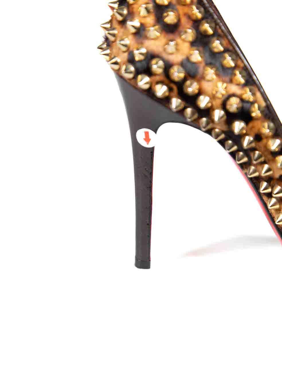 Christian Louboutin Gold Ponyhair Yolanda Stud Heels Size IT 35.5 For Sale 2
