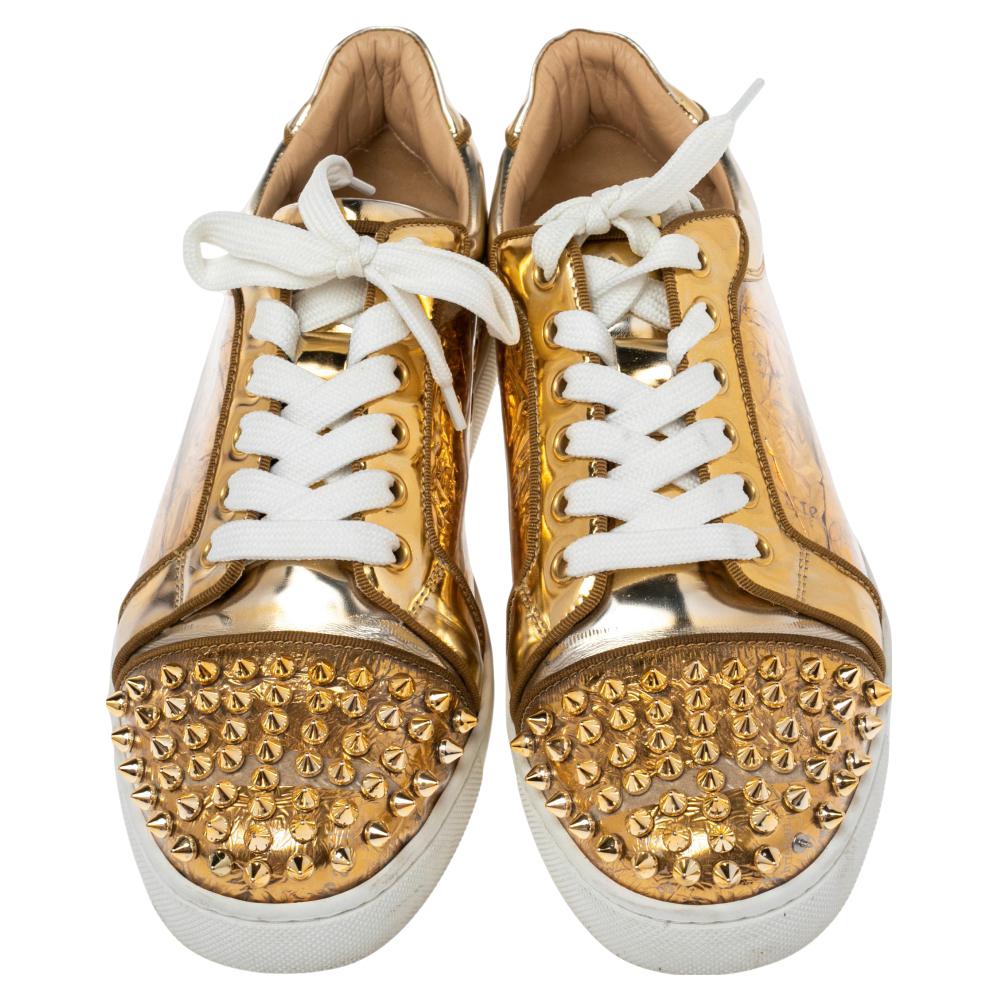 gold red bottom sneakers