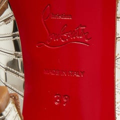 Christian Louboutin Gold PVC Peep Toe Art Deco Pumps Size 39