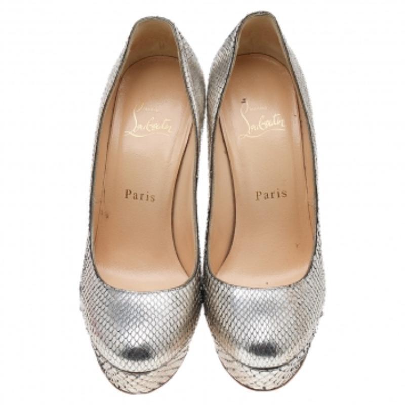 Women's Christian Louboutin Gold Python Bianca Platform Pumps Size 36 For Sale