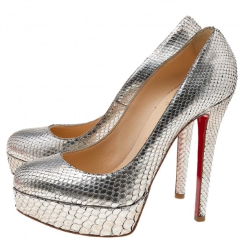 Christian Louboutin Gold Python Bianca Platform Pumps Size 36 For Sale 2