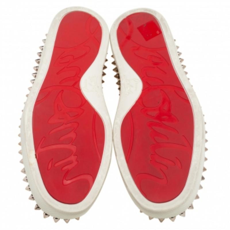 Christian Louboutin Gold Python Embossd  Leather Spike Slip On Sneakers Size 37 im Angebot 1