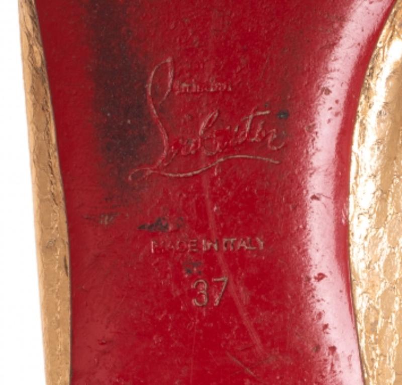 Christian Louboutin Bailarina de Piel de Pitón Dorada en Relieve  Pisos Talla 37 en venta 4