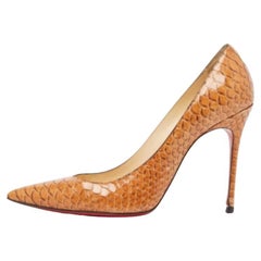 Christian Louboutin Gold Python Leather Pointed Toe Pumps Size 38.5
