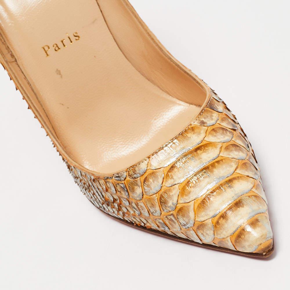 Women's Christian Louboutin Gold Python Leather So Kate Pumps Size 40 For Sale