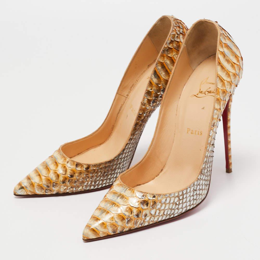 Christian Louboutin Gold Python Leather So Kate Pumps Size 40 For Sale 3