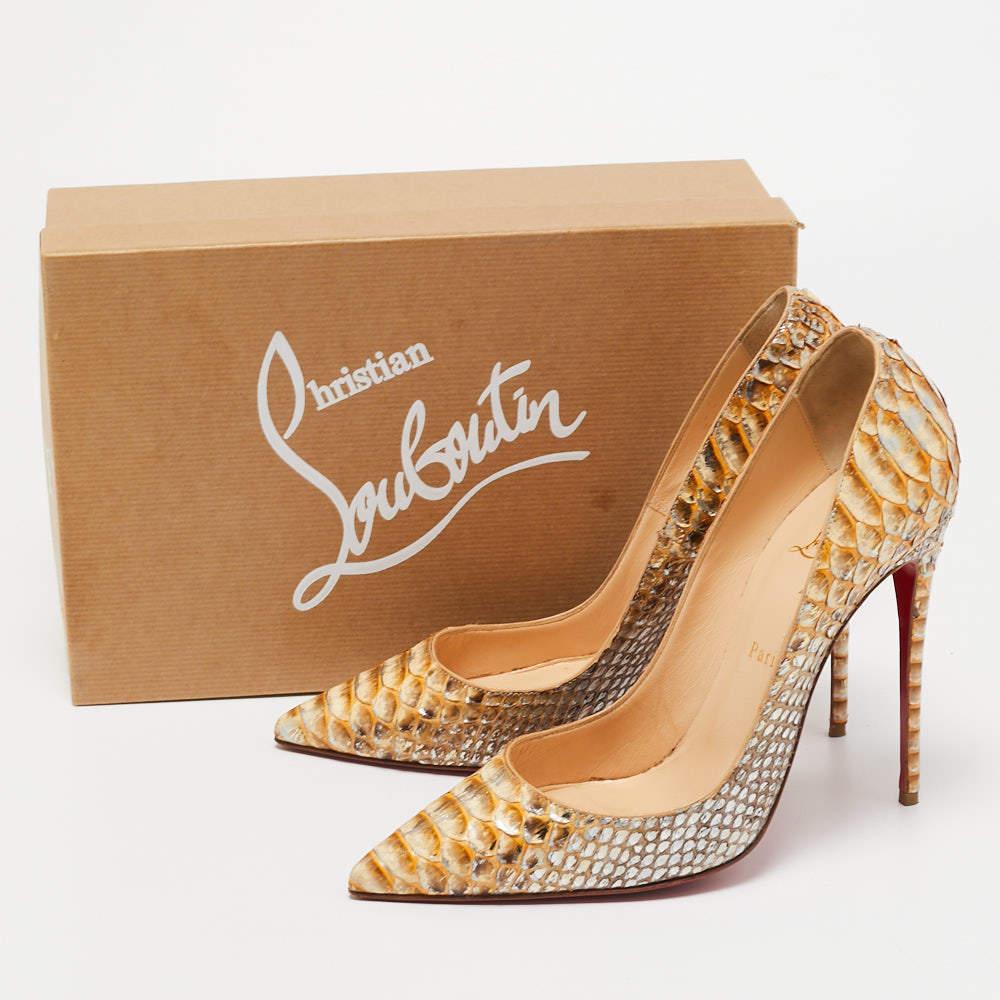 Christian Louboutin Gold Python Leather So Kate Pumps Size 40 For Sale 4