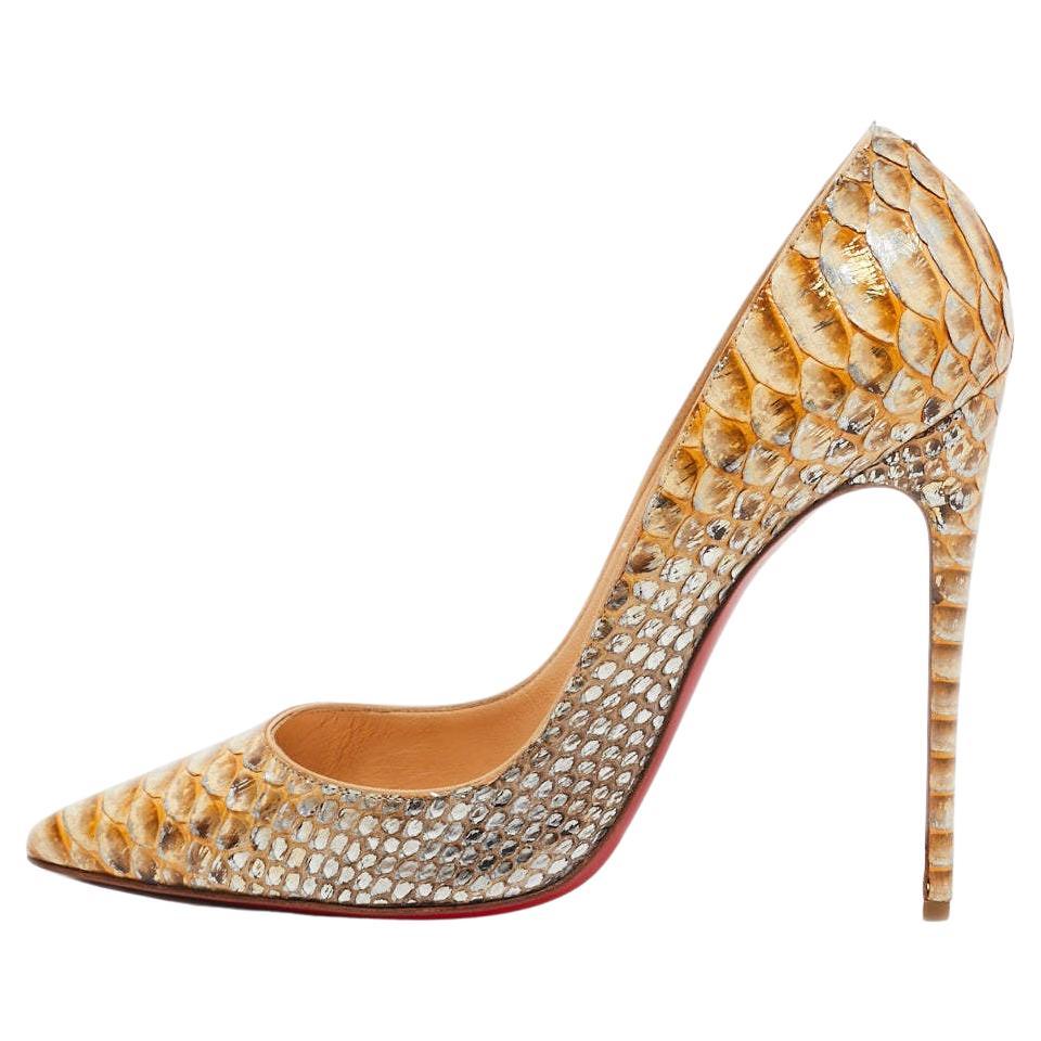 Christian Louboutin Gold Python Leather So Kate Pumps Size 40 For Sale