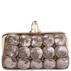 CHRISTIAN LOUBOUTIN gold SEQUINED KISSLOCK Clutch Bag