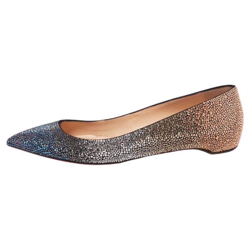 Christian Louboutin Gold/Silver Glitter Pointed Toe Ballet Flats Size 39.5  at 1stDibs
