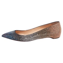 Christian Louboutin Gold/Silver Glitter Pointed Toe Ballet Flats Size 39.5