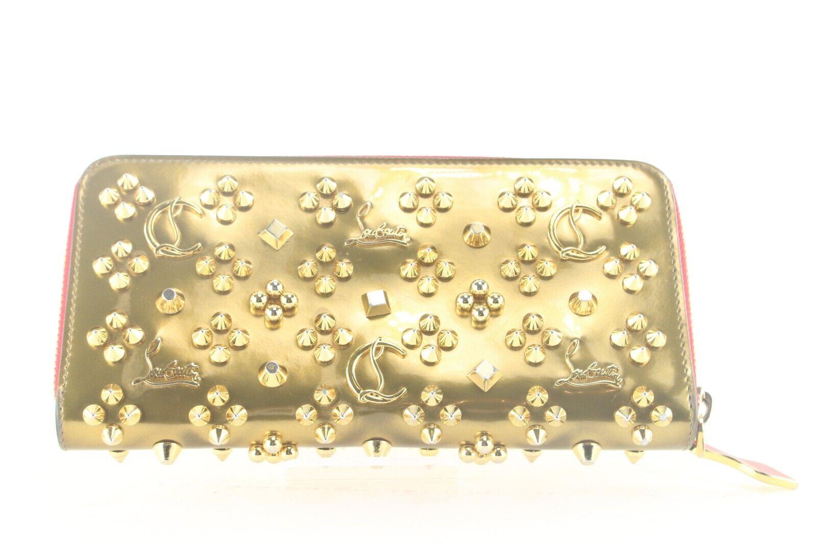 Christian Louboutin Gold Spike Stud Wallet 3CL109K For Sale 7