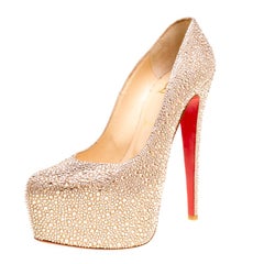 Christian Louboutin Gold Strass Daffodile Platform Pumps Size 41