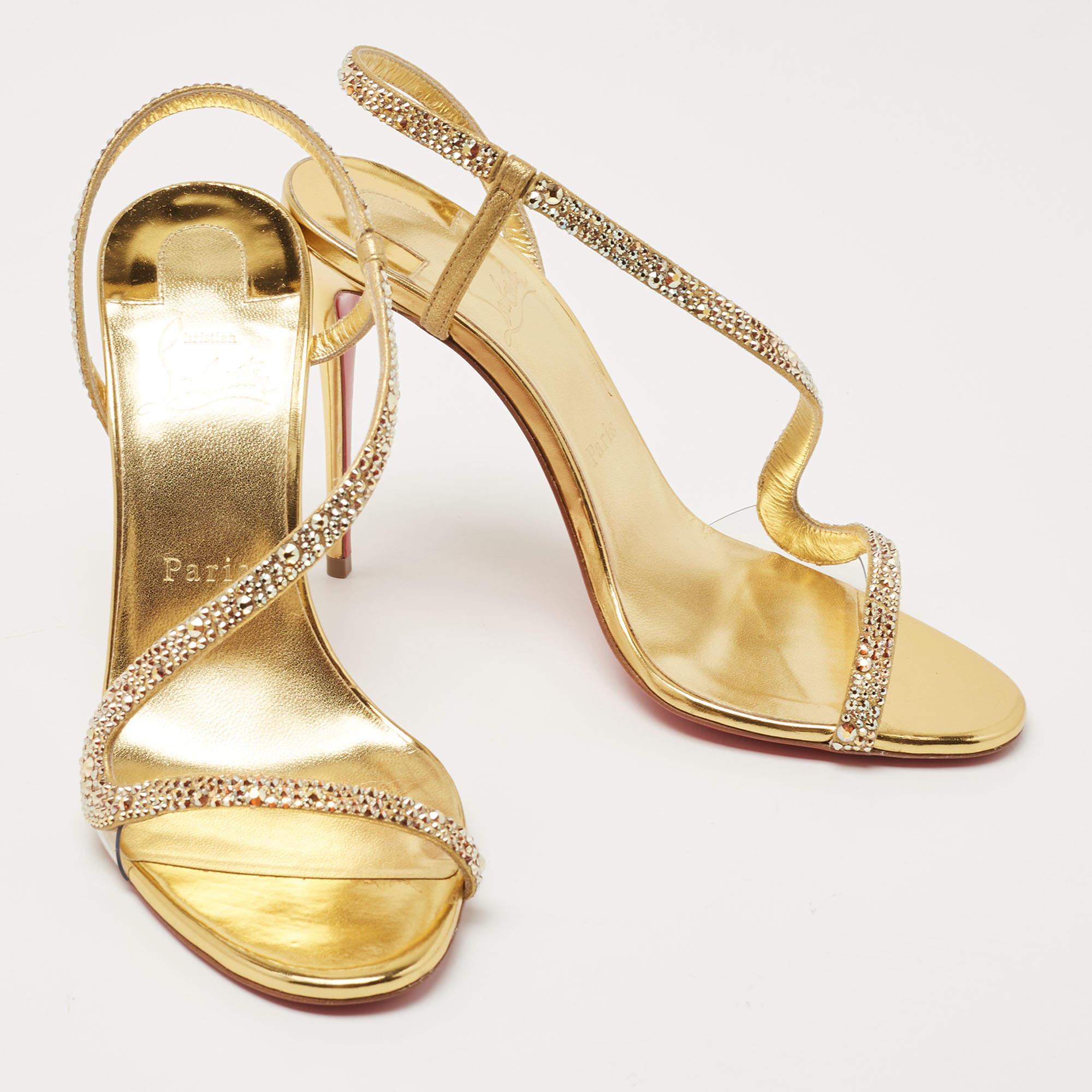 gold louboutin sandals