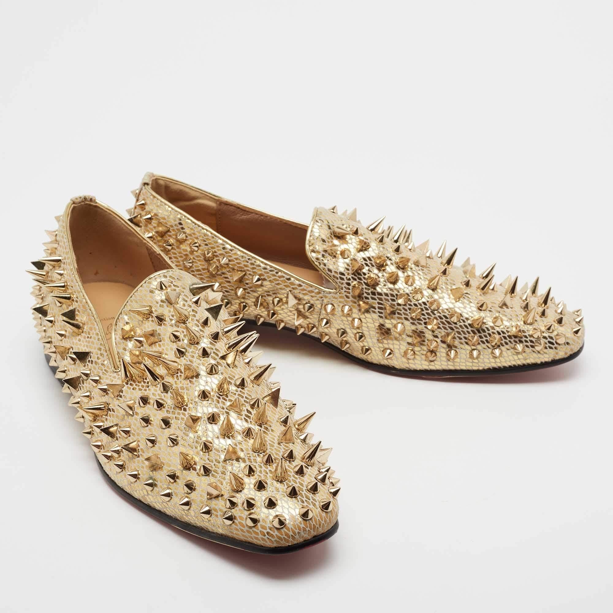 white spiked loafers