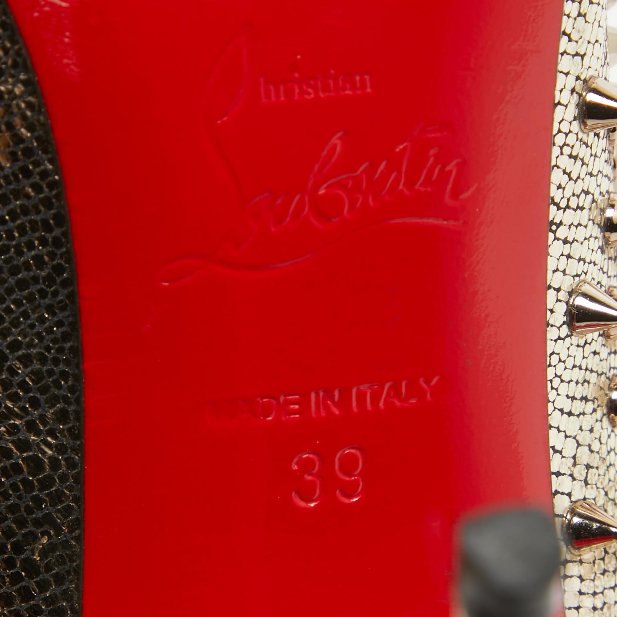 Christian Louboutin Gold Texture Leather Escarpic Pumps Size 39 For Sale 5