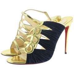 Vintage Christian Louboutin Gold Tina Cage Open Toe Heels 13clz0925 Sandals