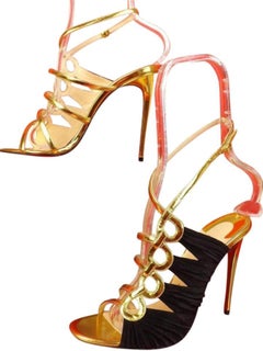 Christian Louboutin Gold Tina Cage Open Toe Heels 13clz0925 Sandals