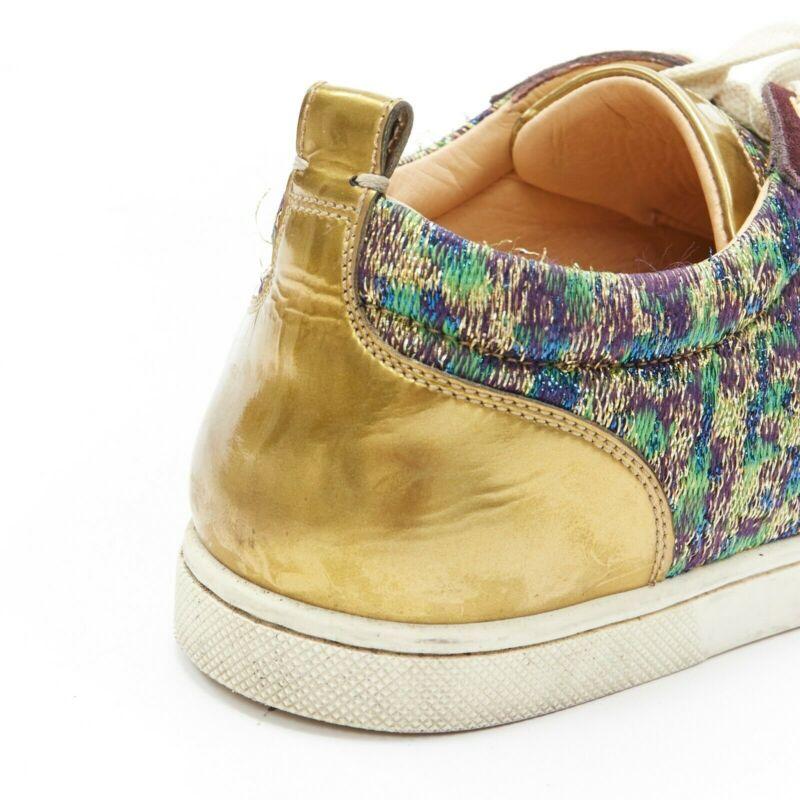 CHRISTIAN LOUBOUTIN Gondola gold jacquard strass crystal toe low sneaker EU38.5 For Sale 5