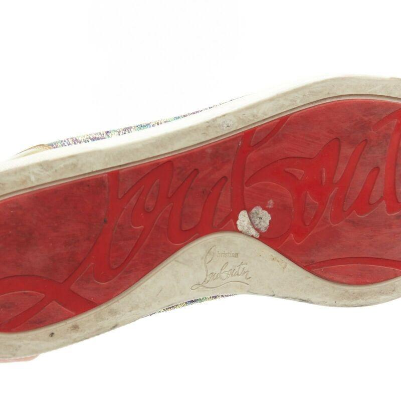CHRISTIAN LOUBOUTIN Gondola gold jacquard strass crystal toe low sneaker EU38.5 For Sale 7