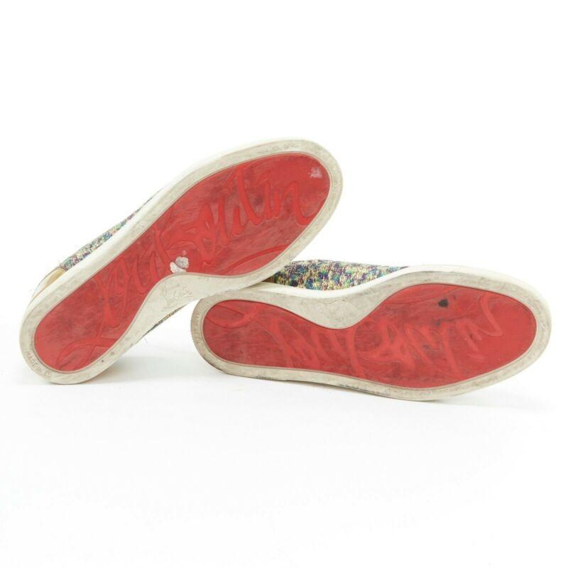 CHRISTIAN LOUBOUTIN Gondola gold jacquard strass crystal toe low sneaker EU38.5 For Sale 1