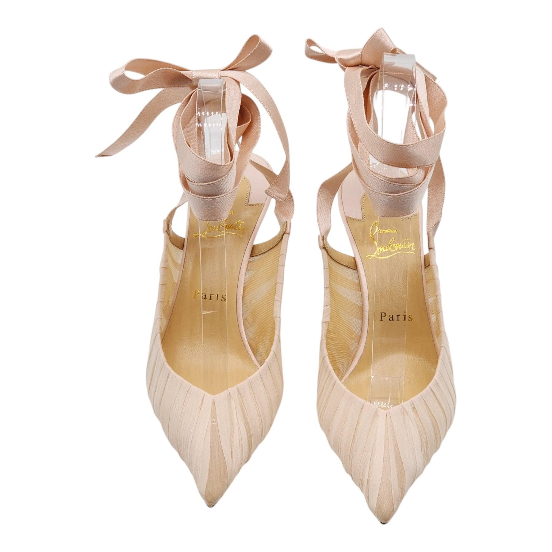 Beige Christian Louboutin Goya Ruban Pumps Chiffon And Satin in Nude