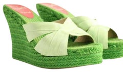 Christian Louboutin Green Espadrille Sandals 58cla1014 Wedges