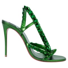 CHRISTIAN LOUBOUTIN green leather 2022 SPIKITA STRAP 100 Sandals Shoes 38.5