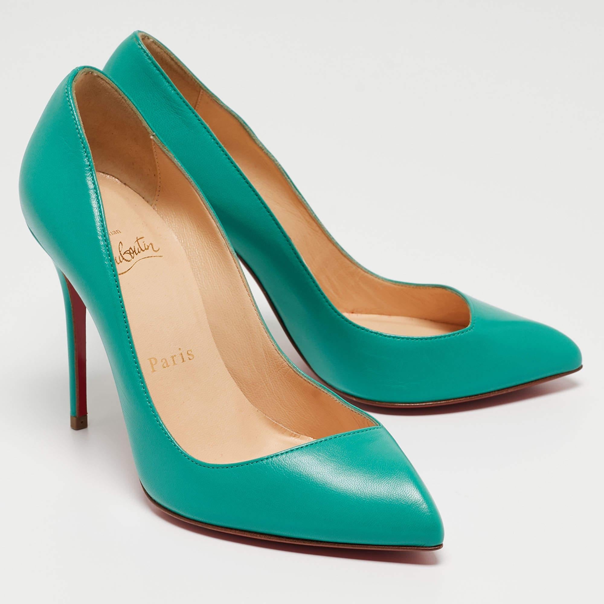 Christian Louboutin Green Leather Corneille Pumps Size 35 1